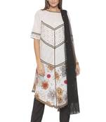 Off White Embroidered Cotton Salwar