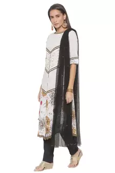 Off White Embroidered Cotton Salwar