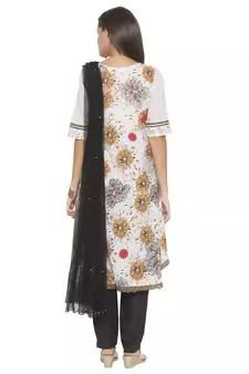 Off White Embroidered Cotton Salwar