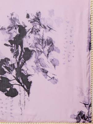 Purple printed Satin saree with blouse 4
