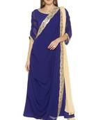 Dark Blue Multi Cutwork Borders
 Georgette Salwar