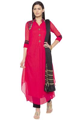 Pink Embroidered
 Georgette Salwar 1