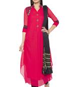 Pink Embroidered
 Georgette Salwar