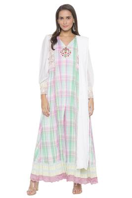 Pink Embroidered
 Cotton Salwar 1