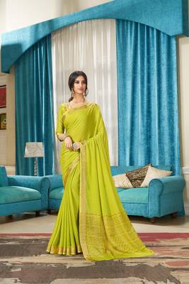 Green woven Silk blend saree with blouse 1