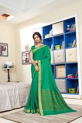 Turquoise woven Silk blend saree with blouse 1
