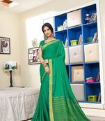 Turquoise woven Silk blend saree with blouse