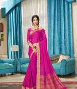 Pink woven Silk blend saree with blouse