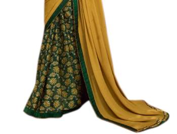 Women's Designer Yellow Colour Georgette Saree With Blouse Piece 3