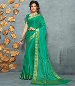 Green woven Silk Blend saree with blouse