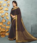 Brown woven Silk Blend saree with blouse