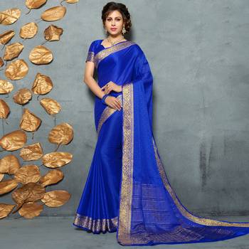 Blue woven Silk Blend saree with blouse 1