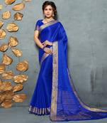 Blue woven Silk Blend saree with blouse