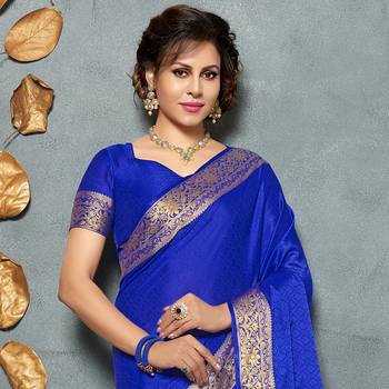 Blue woven Silk Blend saree with blouse 2