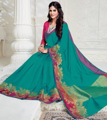 Green woven raw silk saree with blouse 1