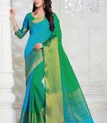 Multicolor woven raw silk saree with blouse