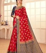 Pink woven Silk Blend saree with blouse