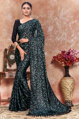 Multicolor plain silk saree with blouse 1