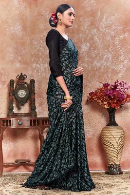 Multicolor plain silk saree with blouse 3