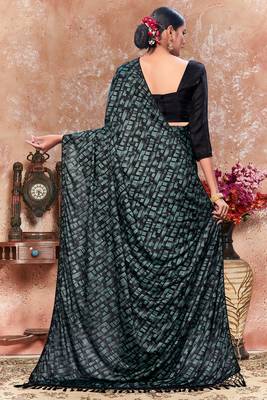 Multicolor plain silk saree with blouse 4