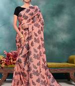 Pink plain silk saree with blouse