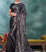 Silver plain silk saree with blouse