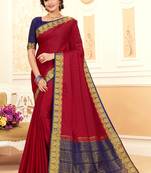 Red woven Silk Blend saree with blouse