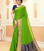 Green woven Silk Blend saree with blouse