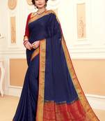 blue woven Silk Blend saree with blouse