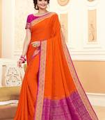 Orange woven Silk Blend saree with blouse