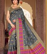 Grey woven satin saree with blouse