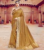Mustard woven Silk Blend saree with blouse