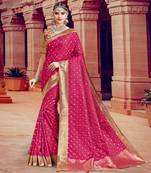 Pink woven Silk Blend saree with blouse