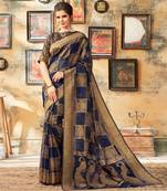 blue woven cotton saree with blouse