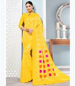 Yellow woven Silk Blend saree with blouse