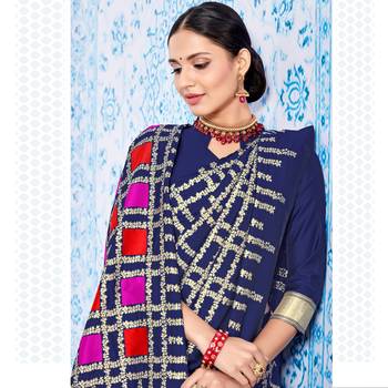 blue woven Silk Blend saree with blouse 2