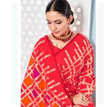 Peach woven Silk Blend saree with blouse 2