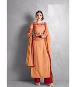 Orange  Embroidered Georgette Semi Stitched Salwar With Dupatta