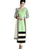 Green Embroidered Georgette Semi Stitched Salwar With Dupatta