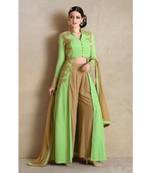Green Embroidered Georgette Semi Stitched Salwar With Dupatta