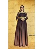 Brown Embroidered Art Silk Semi Stitched Salwar With Dupatta