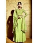 Green Embroidered Georgette Semi Stitched Salwar With Dupatta