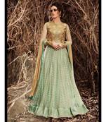Green Embroidered Net Semi Stitched Salwar With Dupatta