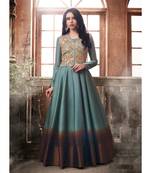 Green Embroidered Art Silk Semi Stitched Salwar With Dupatta