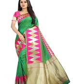 Green Woven Silk Saree With Blouse