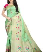 Green Woven Silk Saree With Blouse