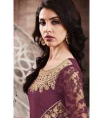 Purple Embroidered Georgette Semi Stitched Salwar With Dupatta