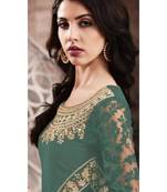 Green Embroidered Georgette Semi Stitched Salwar With Dupatta