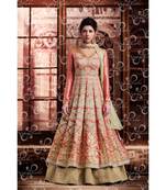 Pink Embroidered Art Silk Semi Stitched Salwar With Dupatta