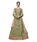 Green Embroidered Georgette Semi Stitched Salwar With Dupatta